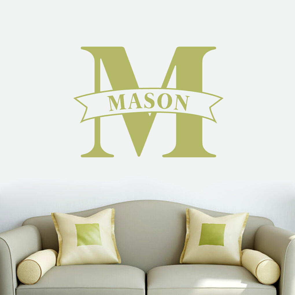 Custom Name Banner And Monogram Wall Decal - Personalized, Family, Entryway