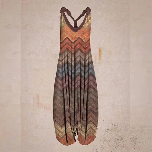 Mujeres Boho Floral Espalda Corredora Mono Damas Informal Suelto Pierna Ancha Pantalones Mameluco - Imagen 9 de 56