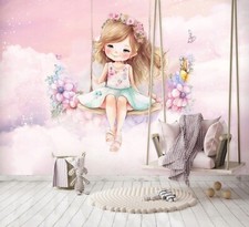 Fotomurale cameretta bambini bambina ballerina nuvole TESSUTO NON TESSUTO CARTA DA PARATI XXL + COLLA