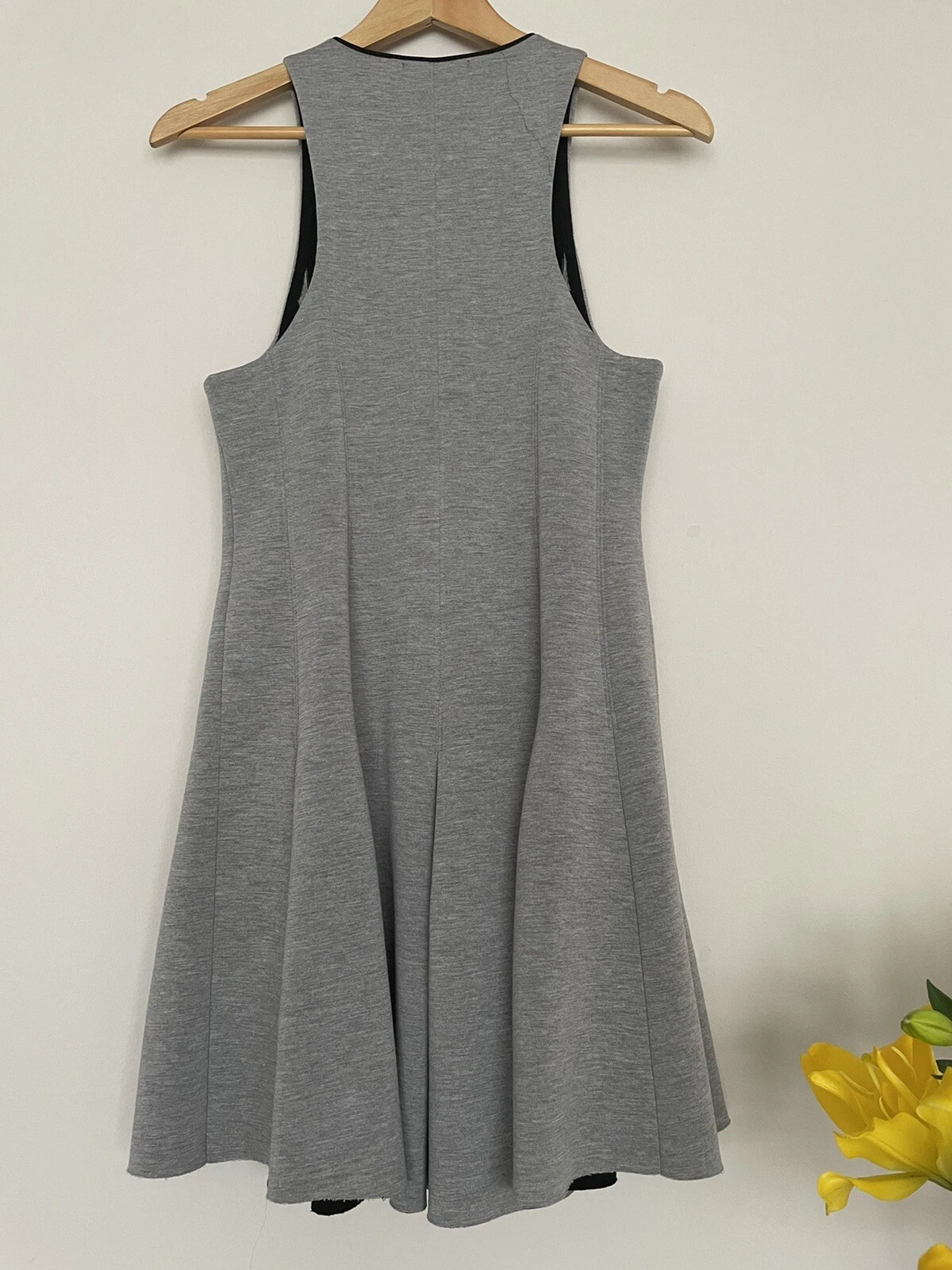 Abito T by Alexander Wang grigio subacqueo zip davanti plissettato neoprene taglia M pinafore