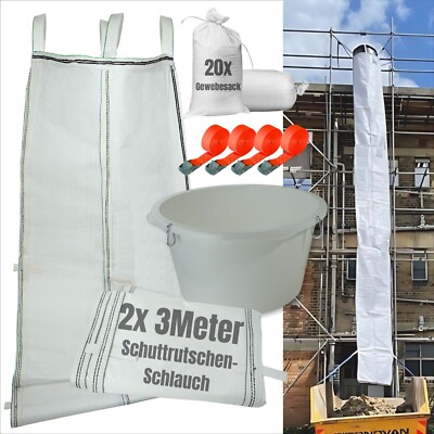 Schuttrutsche 6m flexibel inklusive 4x Spanngurt und 20x Schuttsack