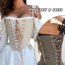 Vintage Corset Bustier Top Sexy Lace Up Bandage Tank Fairy Princess Vest Cosplay