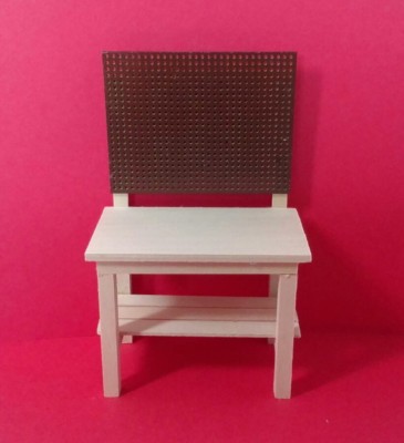 Dollhouse Miniature Small 3 1/2'' Wood Work Bench w shelf & plastic peg board 