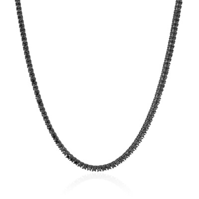 5Ct Round Cut Lab Created Black Diamond Tennis Necklace in 14K Black Gold Over