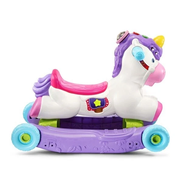 Juguete de paseo unicornio para niños pequeños caballo mecedor coche de 4 ruedas niñas niños niños Foto 2 de 4