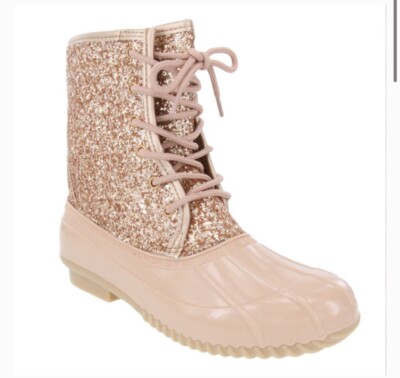 SUGAR Rose gold glitter Women's Waterproof duck boots size 7M