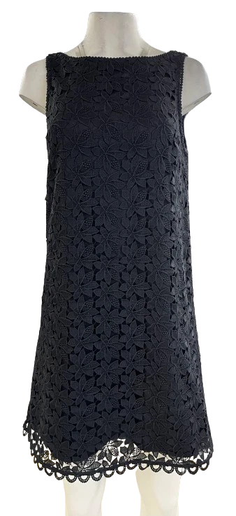 lace surplice dress Womens' Surplice Neck Lace Contrast Satin Belted Dress Black / L main image 0
