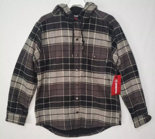 Wolverine Bucksaw Hooded Flannel Shirt Jacket Charcoal Plaid Small NWT - Picture 5 of 6