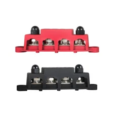 4 Post Busbar Bus Bar Power Distribution 12V 250A 3/8" Red and Black Pair New
