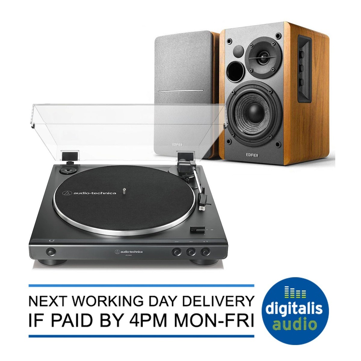 Audio-Technica AT-LP60X Turntable and Edifier R1280T Speakers