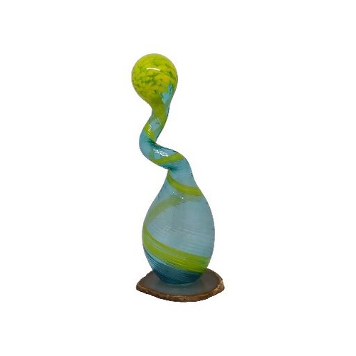 Escultura de vidrio artístico única vidrio soplado sobre una base de rebanada de geoda de 10,5" de alto ÚNICA EN SU CLASE - Imagen 9 de 16