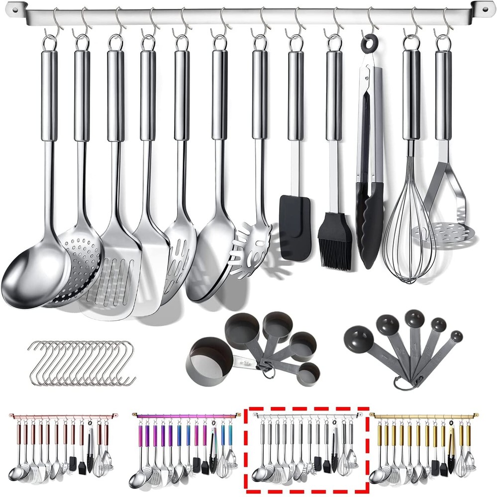 Kitchen Utensils Set 37 Pieces, Stainless Steel Cooking Utensils Set, Kitchen Ga