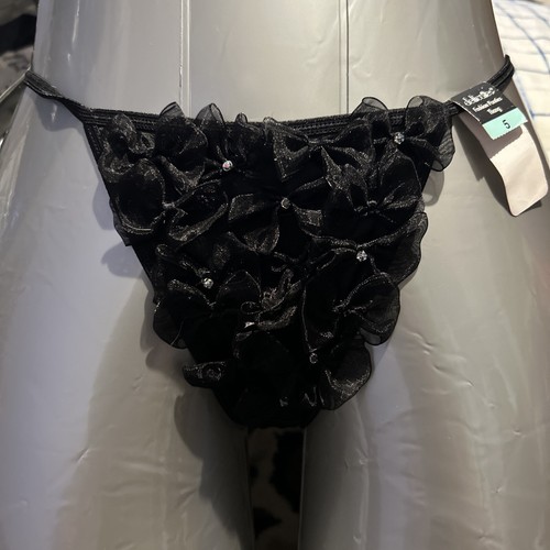 Delicates JCPenny VINTAGE String Thong Panties Sizes 5 Black - Picture 13 of 14