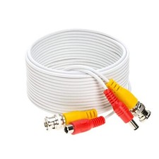 50FT White Premade BNC Video Power Cable Extension Wire for CCTV Security Cam...