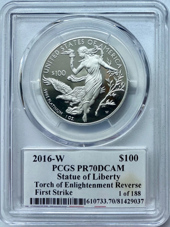 2016-W $100 One-Ounce Platinum American Eagle PCGS PF70 DCAM 1 of 188 - Image 2 of 4