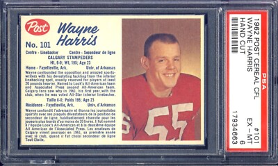 1962 Post CFL Football #101 Wayne Harris Hand Cut PSA 6