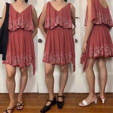 Free people floral pattern beaded wrap dress