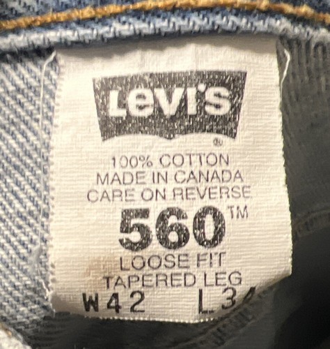 Levi’s 560 Vintage Loose Fit Tapered Leg Light Wash Blue Jeans Size 42x34 - Picture 7 of 14