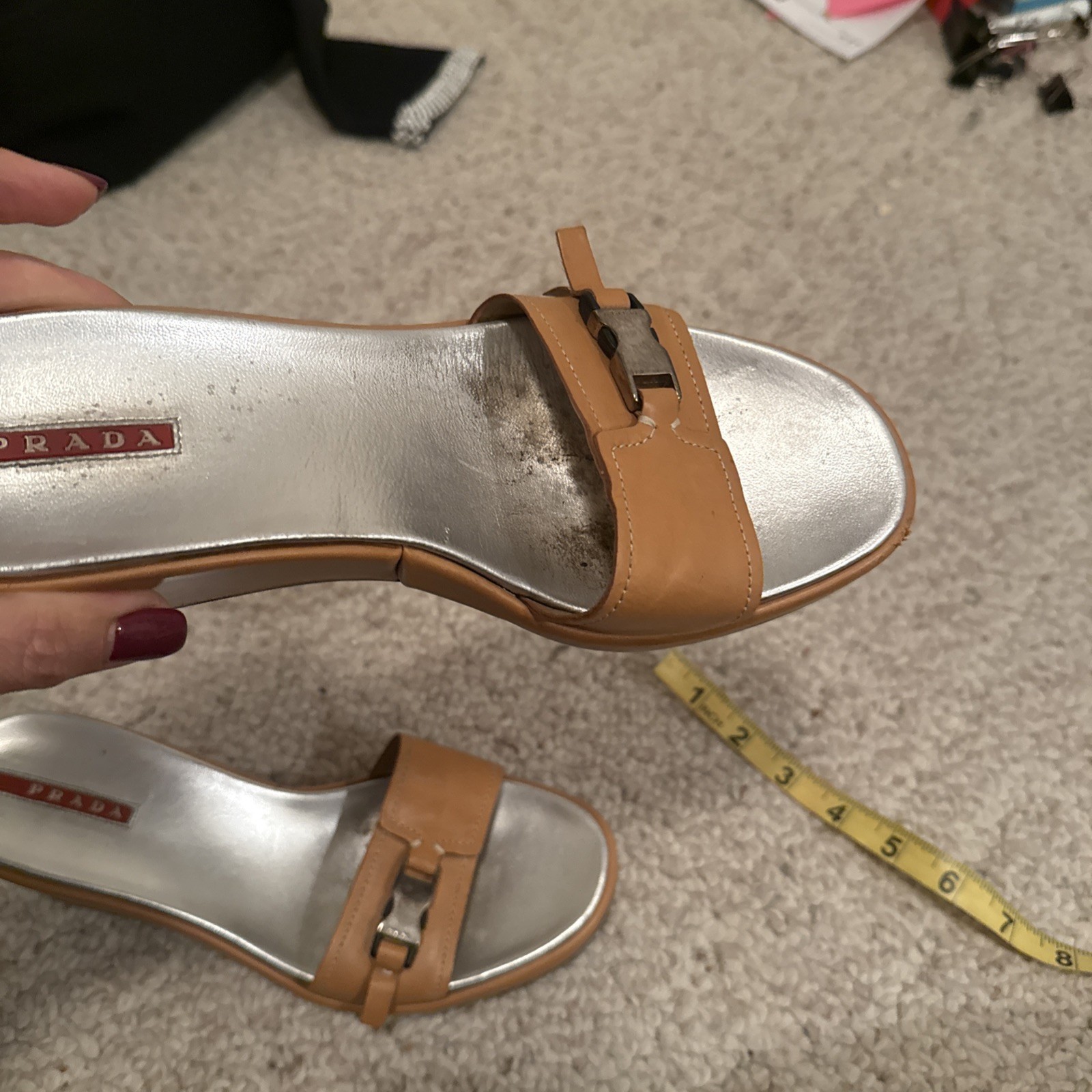 Prada Wedge Tan Beige Camel Sandals Shoes Women’s… - image 11