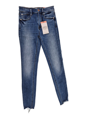 Stradivarius Damen Jeans Gr. 34 XS Blau 1400 Skinny Regular Waist Hose