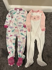 Carter's Just One You Dinosaur Lamb Sheep Fleece Footed Pajamas 3T Lot Of 2