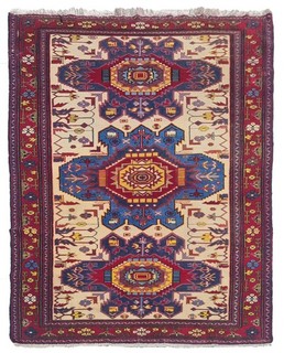 Authentic Hand Knotted Vintage Azerbaijan Wool Area Rug 8 x 4 Ft