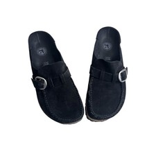 Birkenstock Buckley Womens 7 Shoes Slip On Clog Black Leather Buckle Comfort