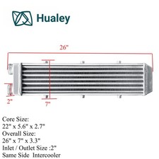 Universal Aluminum Intercooler Same Side Intercooler Io2 Overall26x7x3.3