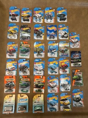 (4) Volkswagen 1:64 Cars from this Lot, Beetle , Volkswagen T1, Golf MK2,Type 34
