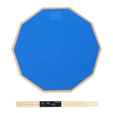 Practice Drum Pad Set, 12 Inch Silent Snare Drum Pad with Drumsticks (Blue)