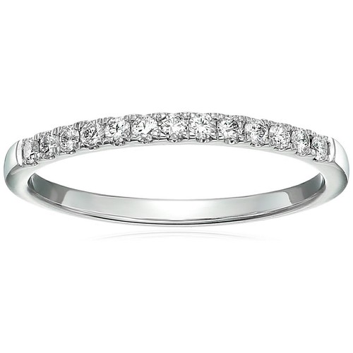 1/5 cttw Pave Diamond Wedding Band 14k Gold Bridal Ring Prong Set - Picture 1 of 14