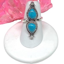 Kingman Mojave Turquoise Ring Solid 925 Sterling Silver Adjustable 4.5 - 6