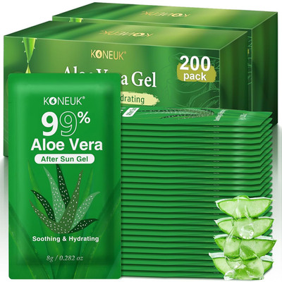 200 Pack Bulk Aloe Vera Gel, 99% Pure Aloe Vera Gel for Face, Hair, Moisturizing