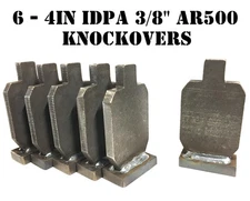 4" Tall IDPA NRA Knock-Over Rifle Steel Shooting Targets - 3/8" AR500 - 6pc Set