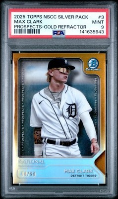 2025 NSCC Silver Pack Wrapper Redemption Max Clark Gold /50 PSA 9 Detroit Tigers