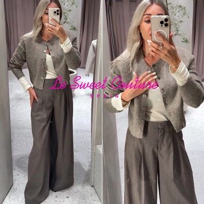 ZARA WOMAN FW25 BROWN VIGORE WIDE LEG PLEATED PANTS ZW COLLECTION 8490/666/719