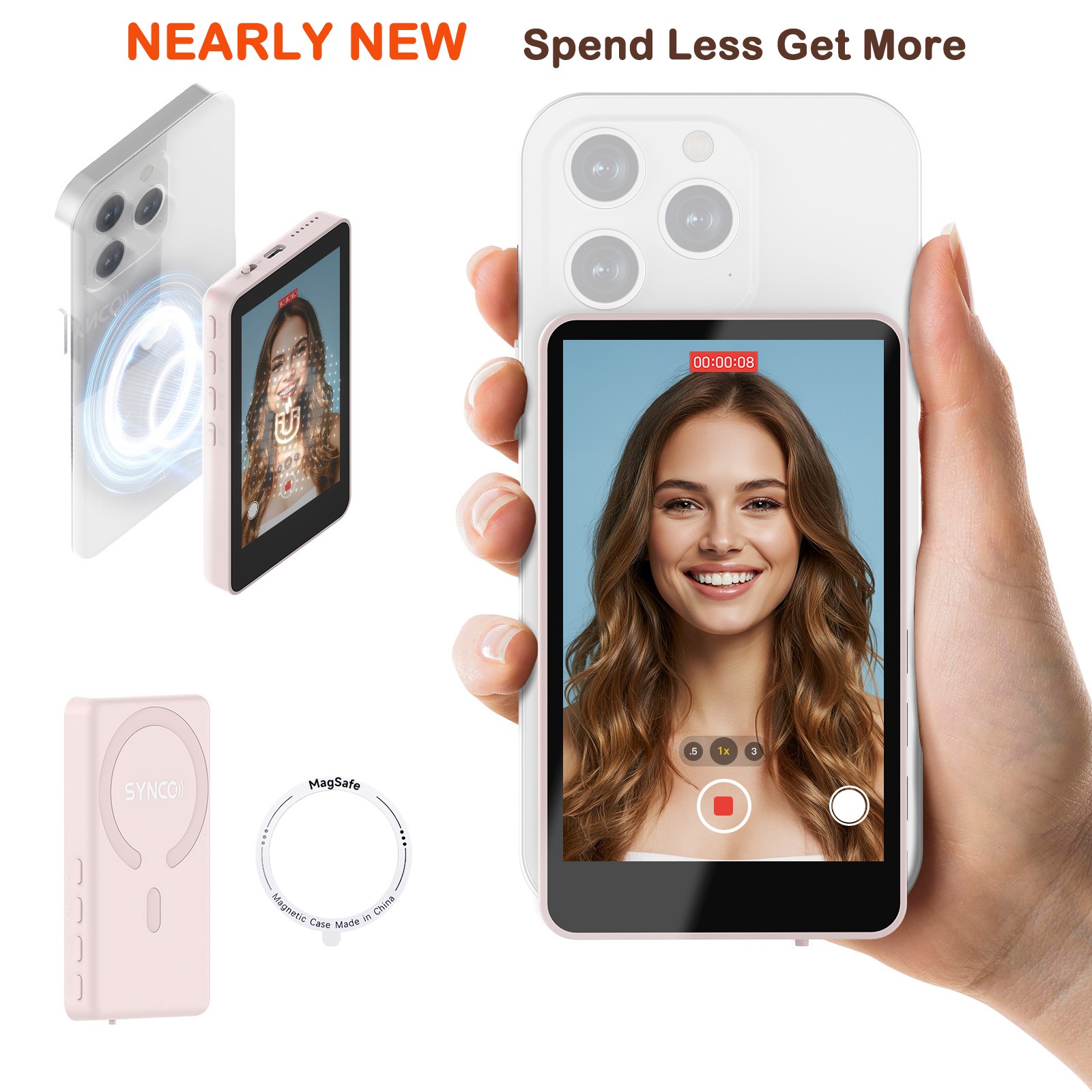 SYNCO XView M4 Magnetic Wireless Phone Monitor for iPhone&Android Live Streaming