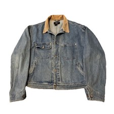 Vintage 1990s RRL Ralph Lauren Denim Jacket Corduroy Collar Large USA Made