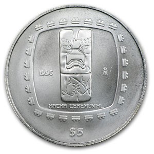 1996 Mexico 1 oz Silver 5 Pesos Hacha Ceremonial BU | eBay