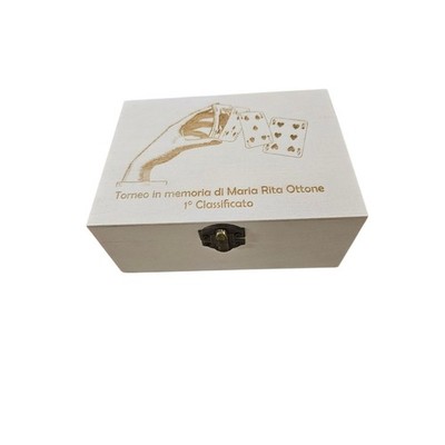 Holzkiste Spielkartenetui personalisierbar mit Spruchgravur