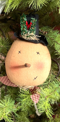 WHOLESALE Primitive Snowman Doll Head Grungy Snowman Head Snowman Top Hat