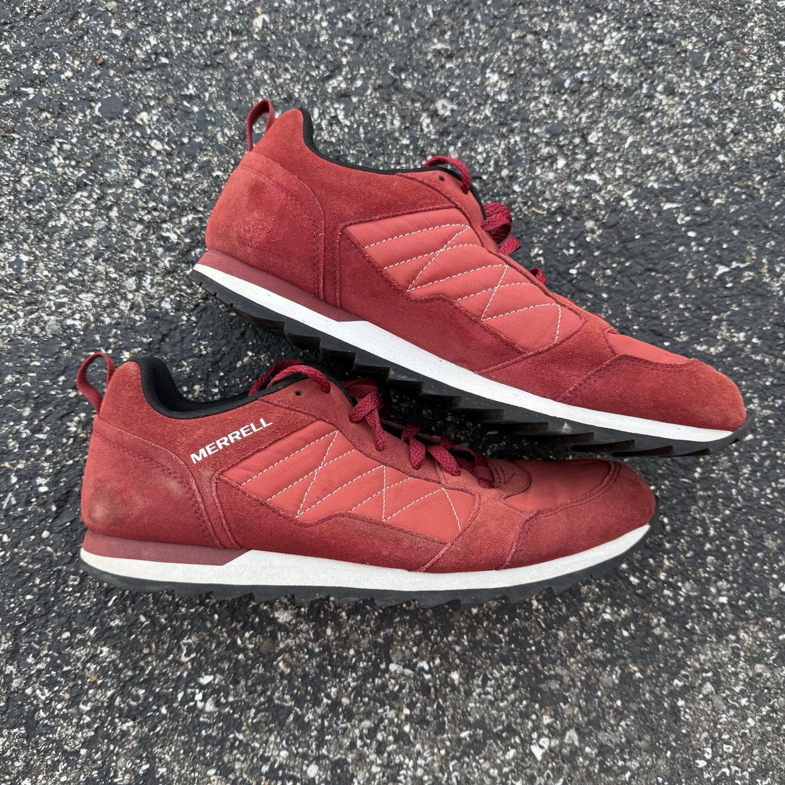 Scarpe da tennis uomo Merrell rosse alpine scamosciate stringate J16703 taglia 11 5