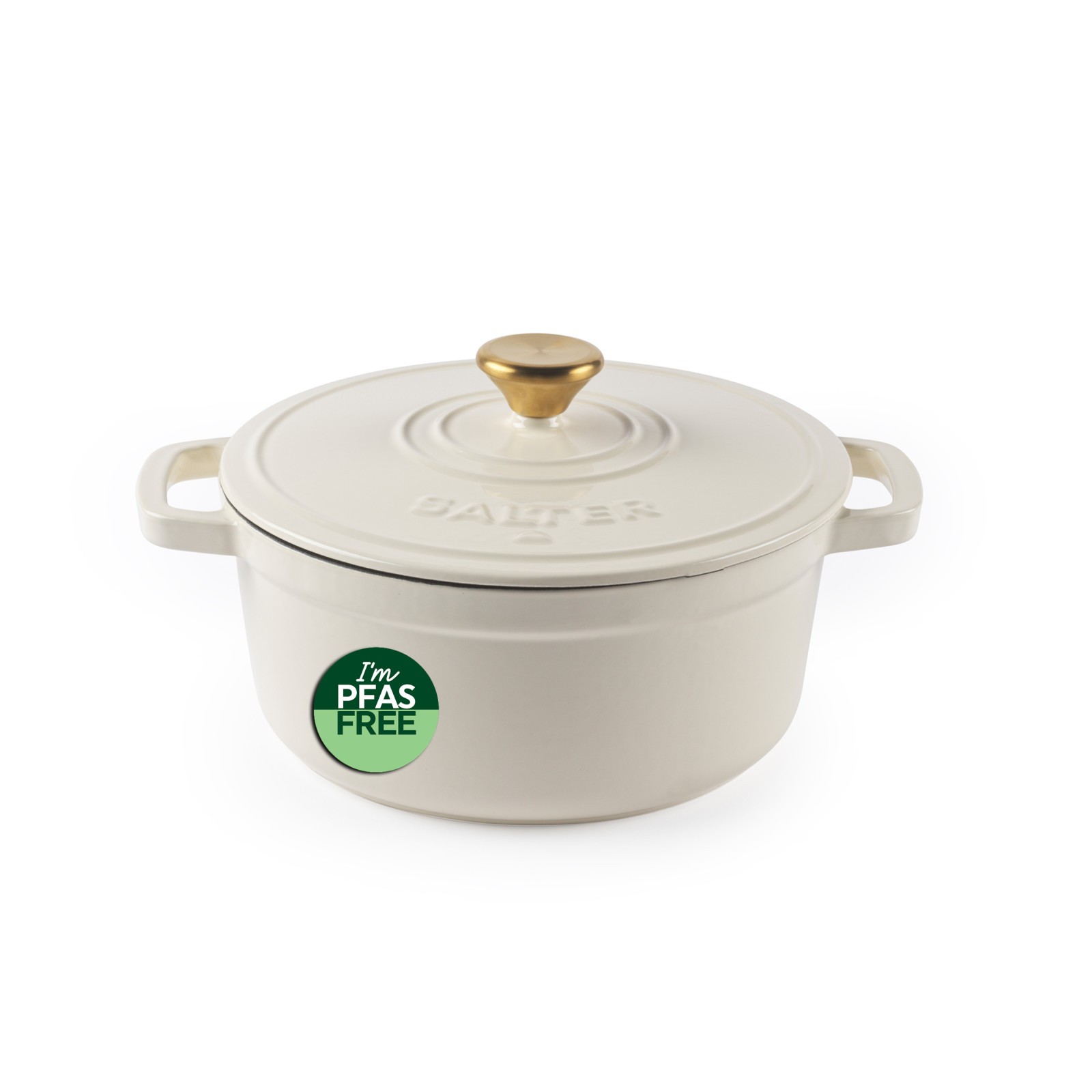 Salter Chester Cast Iron Casserole Pot – 24cm, Cream, 3.4L, Induction