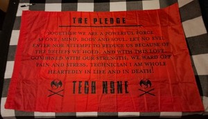 Tech N9ne Flag, Strange Music Flag,  (The Pledge)  Red & Black.  3ft. X 5ft.