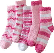 Fuzzy Socks for Women, Super Soft Warm Cozy Socks for Womens Winter 5 Pairs