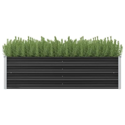 VIDAXL Raised Garden Bed Anthracite 160x40x45 cm Galvanised Steel Planter with Top Rim