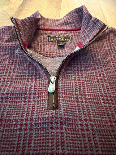 Jos. A. Bank Reserve Men's L Traditional Fit 1/4 Zip Plaid Knit