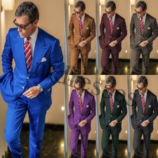2Pcs Men's Suits Wide Peak Lapel Business Work Blazer Wedding Groom Party Tuxedo
