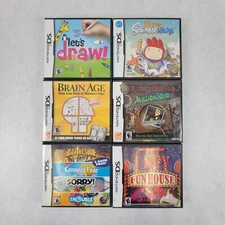 Draw, Scribblenauts, Brain Age, Mystery- Lot of 6 Nintendo DS Game Cases/Manuals
