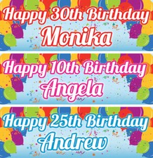 2 birthday banner personalized children adults balloon star kid party poster